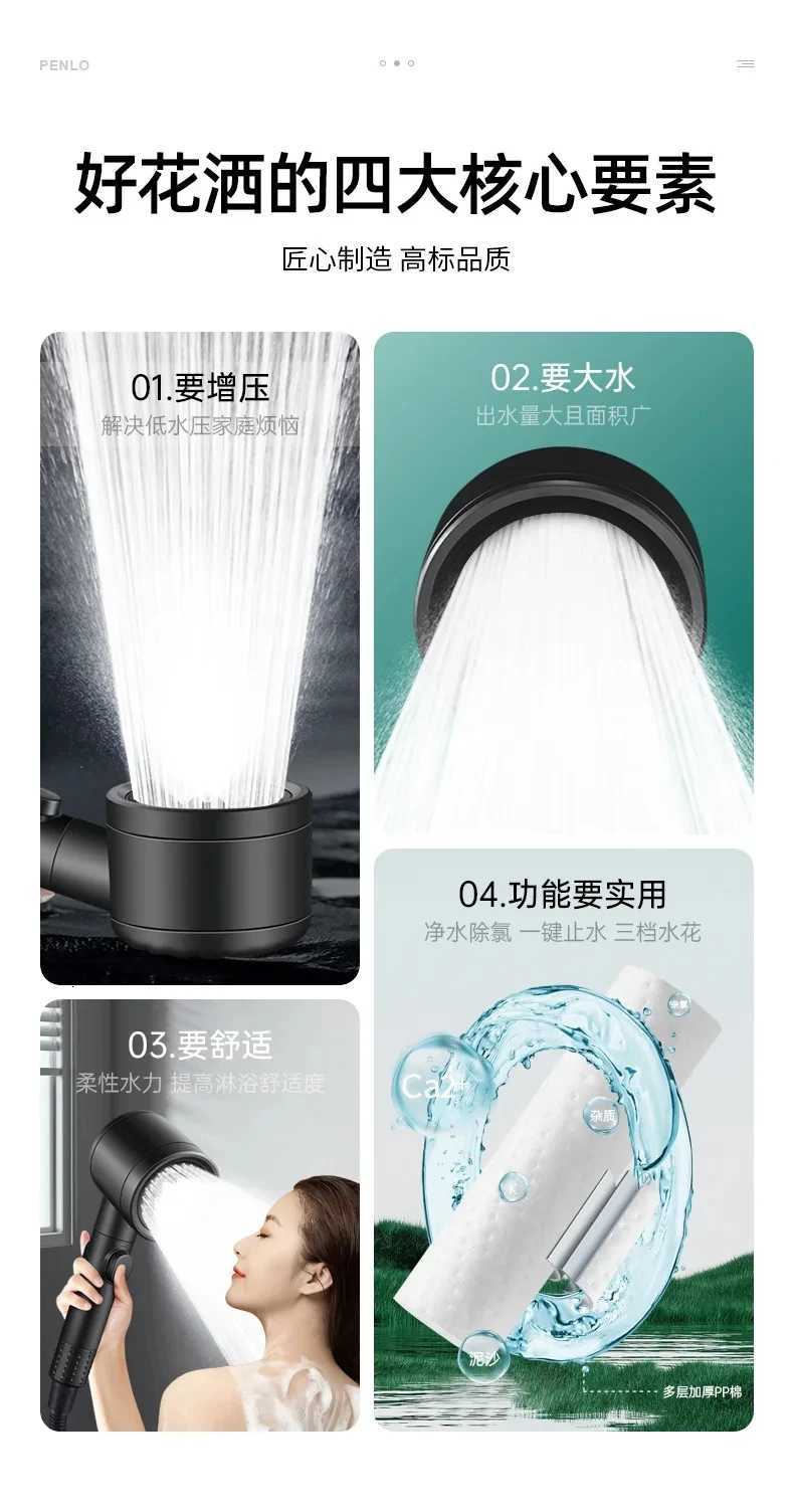 New Big Flow 5 Modes High Pressure Water Saving Shower Head with Filter SPA Massage Rainfall Faucet Spray Bathroom AccessoriesM251120