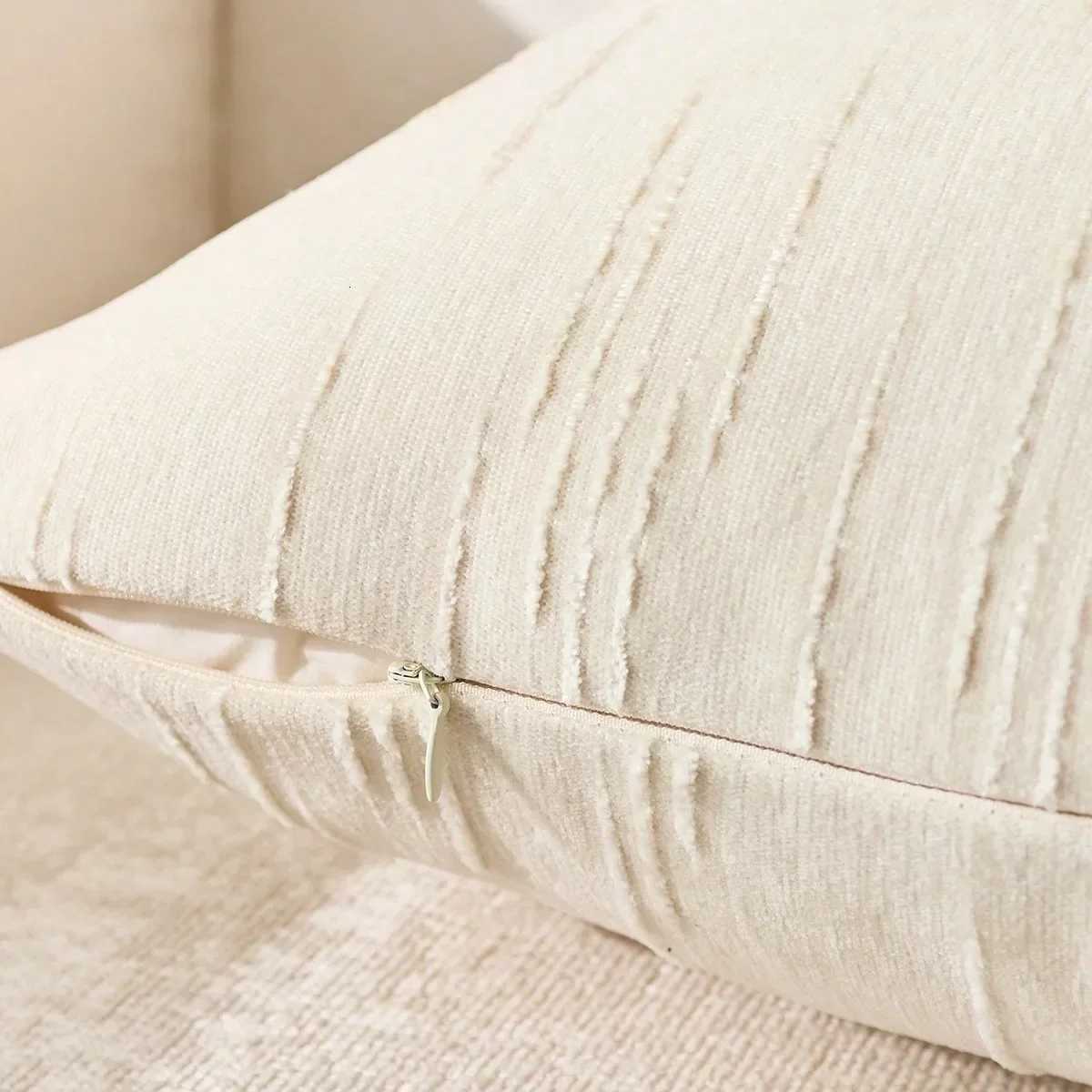 Pillow Case 1pcs Beige Faux Linen Cushion Cover 45x45CM Geometric Boho Throw Cover Decorative Home Cushion for Sofa Bed case C251120