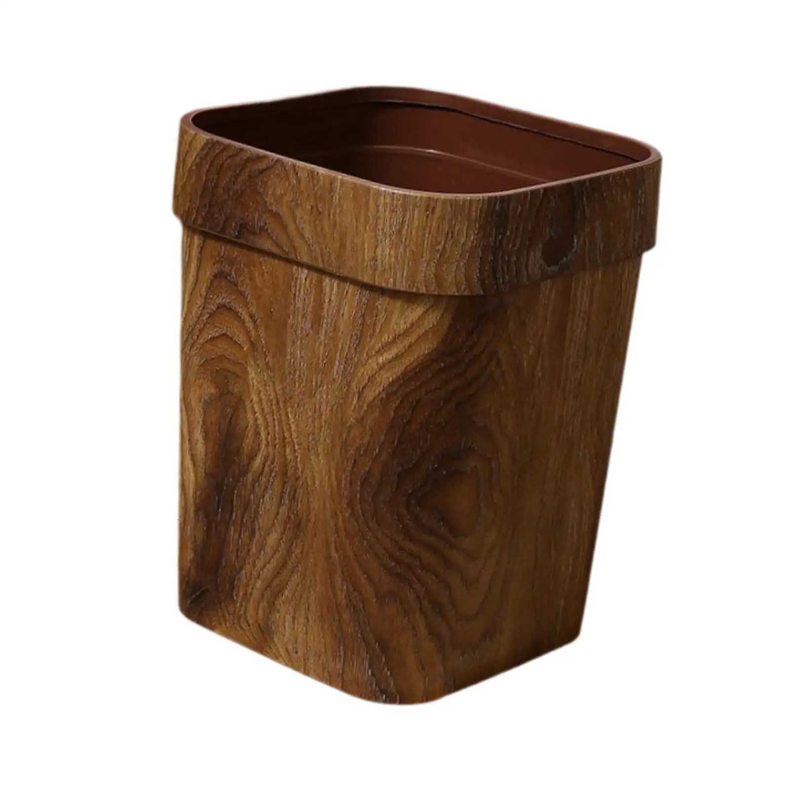 Wood Grain Trash Can Leak Proof Garbage Bin Living Room Wastebasket for Home Kitchen Office Bathroom Trash Can C251120