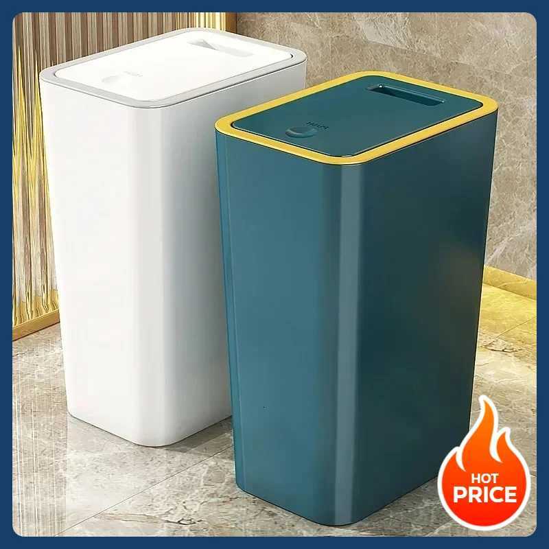 Popular10-liter pet-resistant space-saving trash can odor-proof durable plastic box suitable for bathroom and kitchen leak-proof C251120