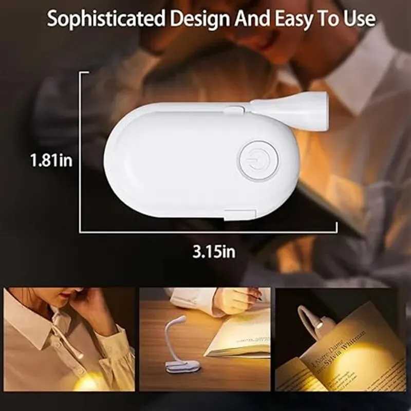 Mini LED Book Night Light Adjustable Clip 360 Flip Study Eye Protection Lamp Rechargeable 3 Color For Travel Bedroom Reading M251120