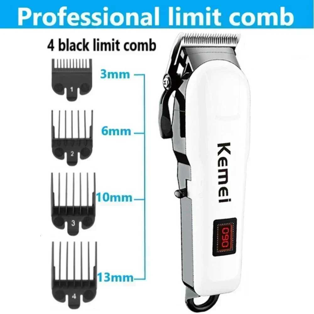 Kemei Hair Clipper KM-809A Washable Rechargeable Variable Speed Professional Barber Trimmer with Carbon Steel Cutter HeadT251120