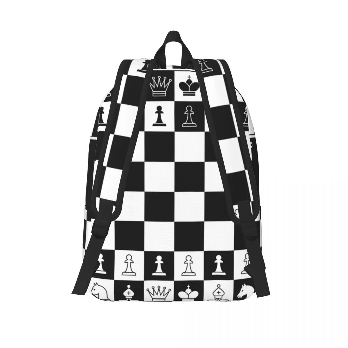 Men Women Backpack Large Capacity School for Student Black And White Chess Board Bag 251111