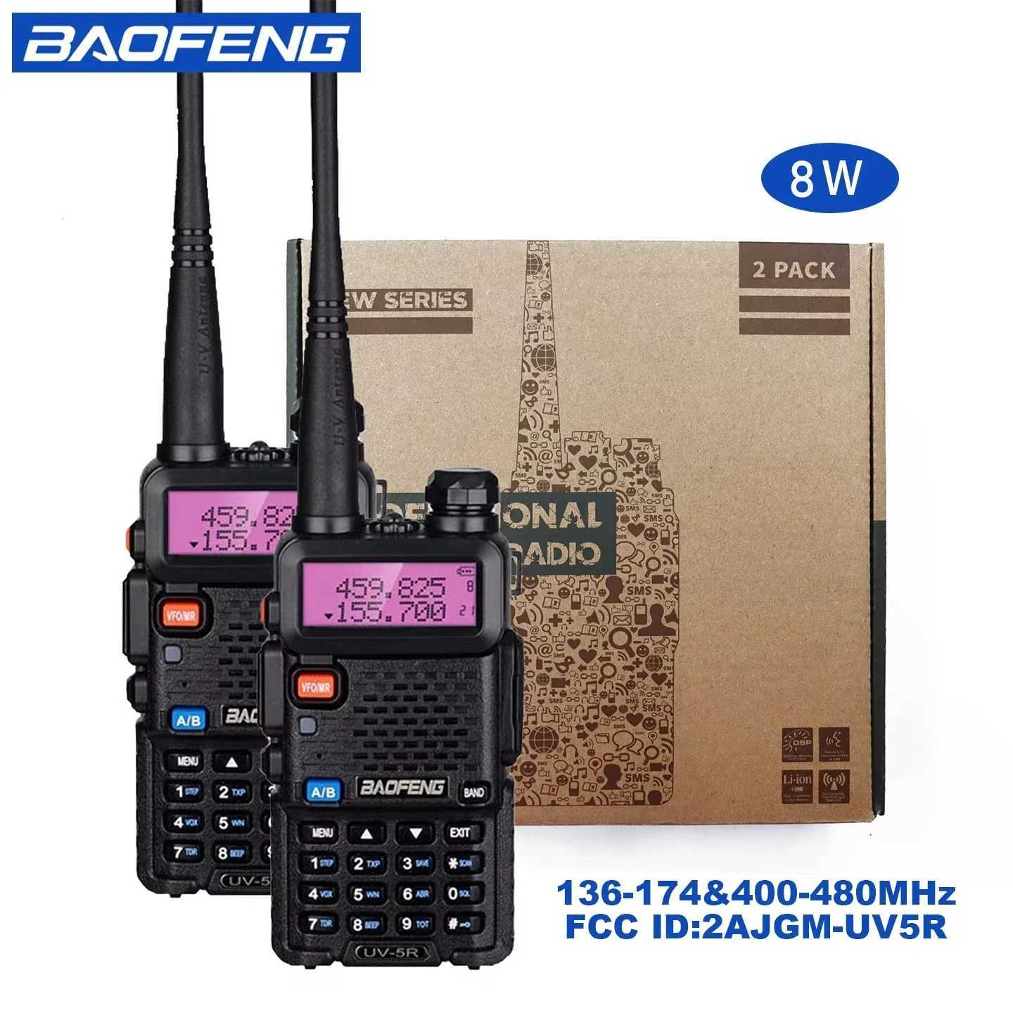 2pcs BAOFENG UV-5R 5W 8W High Power Dual Band Two Way Ra Long Range Handheld Portable Walkies Talkies For Hunting C251120