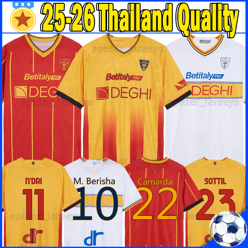 25 26 U.S. Lecce N'DRI Soccer Jerseys CAMARDA M.BERISHA COULIBALY SOTTIL TIAGO.G Football Shirts 2025 2026 T.MORENTE KABA PIEROTTI STULIC RAMADANI MALEH Men Uniforms