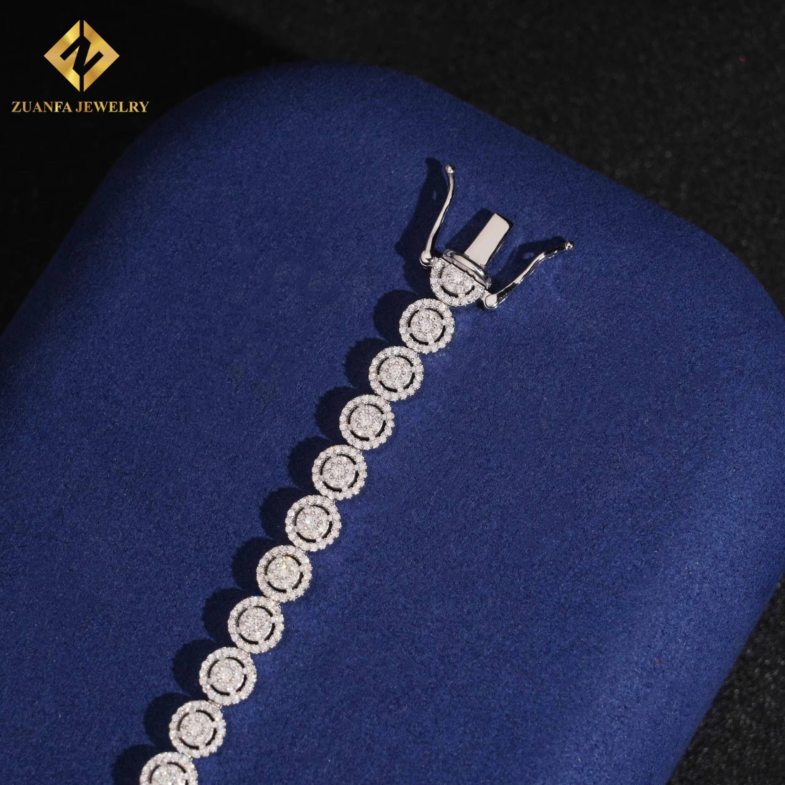 Hip Hop Styles Men Moissanite Diamond Fine Jewelry 925 Sterling Silver 8mm Iced Out Bracelet Pass Diamond Tester