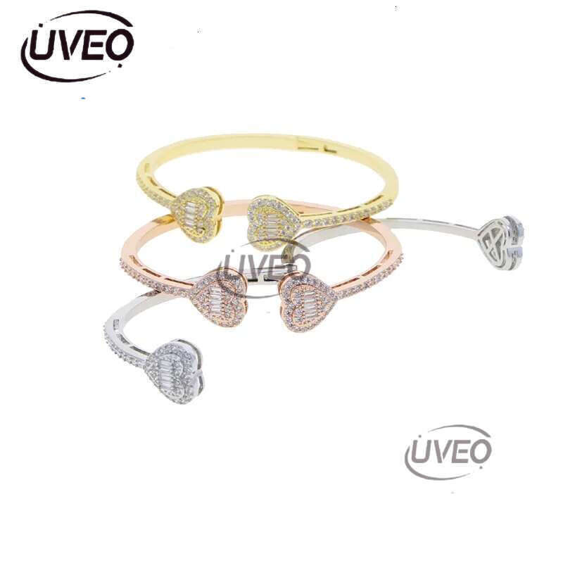 Free Shipping Heart Love Shape Adjustable Bangle Bracelet Women Men Hip Hop Iced Out Bg Cubic Zirconia Couple Jewelry Gift