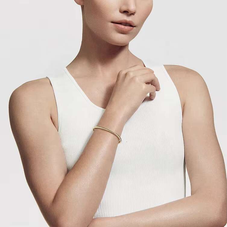 14K gold stone Vermeil pure sier designer brand women's boutique jewelry cable spiral twisted bracelet