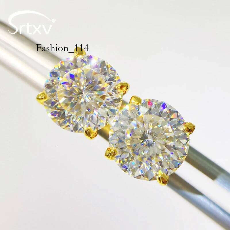Hip Hop Real D Color Moissanite Stud Earrings For Women BirdNest Cut Sterg Sier Sparkg Earring Birthday Gift Jewelry