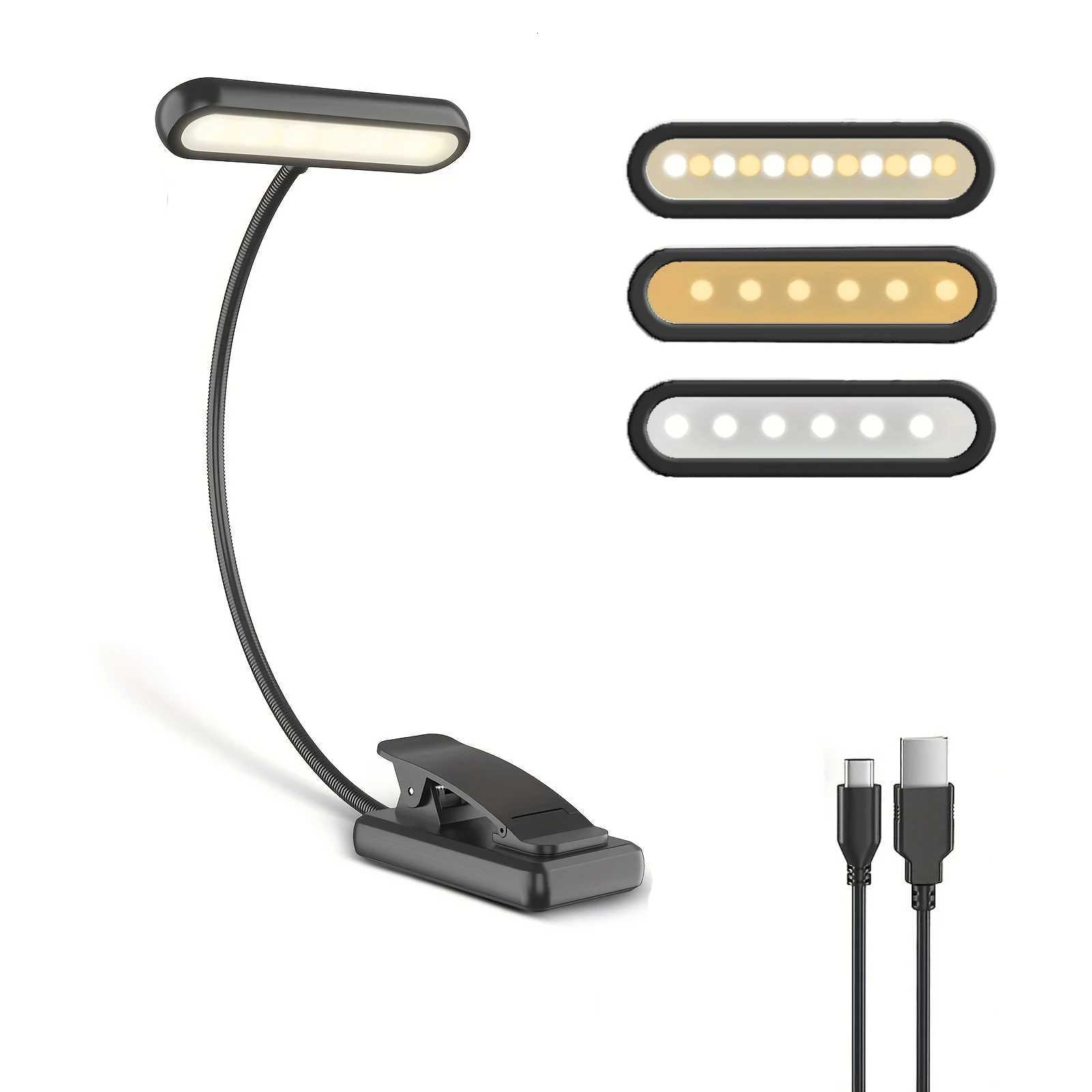 Portable Flexible Easy Clip Night Reading Lamp USB Rechargeable Reading Light 3Colors W Cool White Daylight Book Lamp M251120