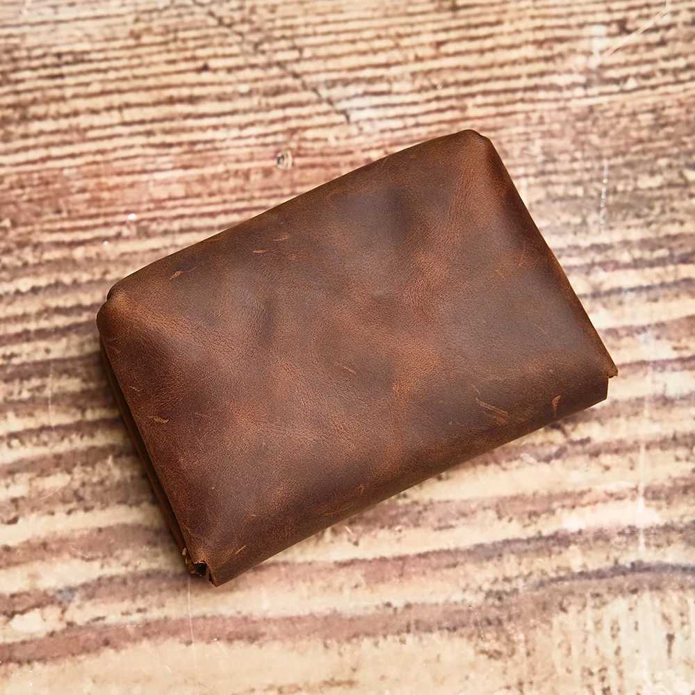 NUPUGOO Genuine Leather Retro Coin Purse Mens Double Wallet Small Card Bag Men And Women Universal Coin Key BagW251120