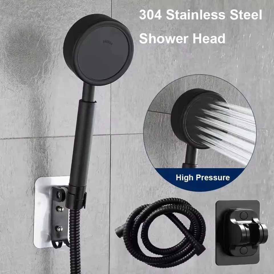 New 304 Stainless Steel Shower Head Fall Resistant Durable High Pressure Showerhead Bathroom Handheld Water Saving Shower SetM251120