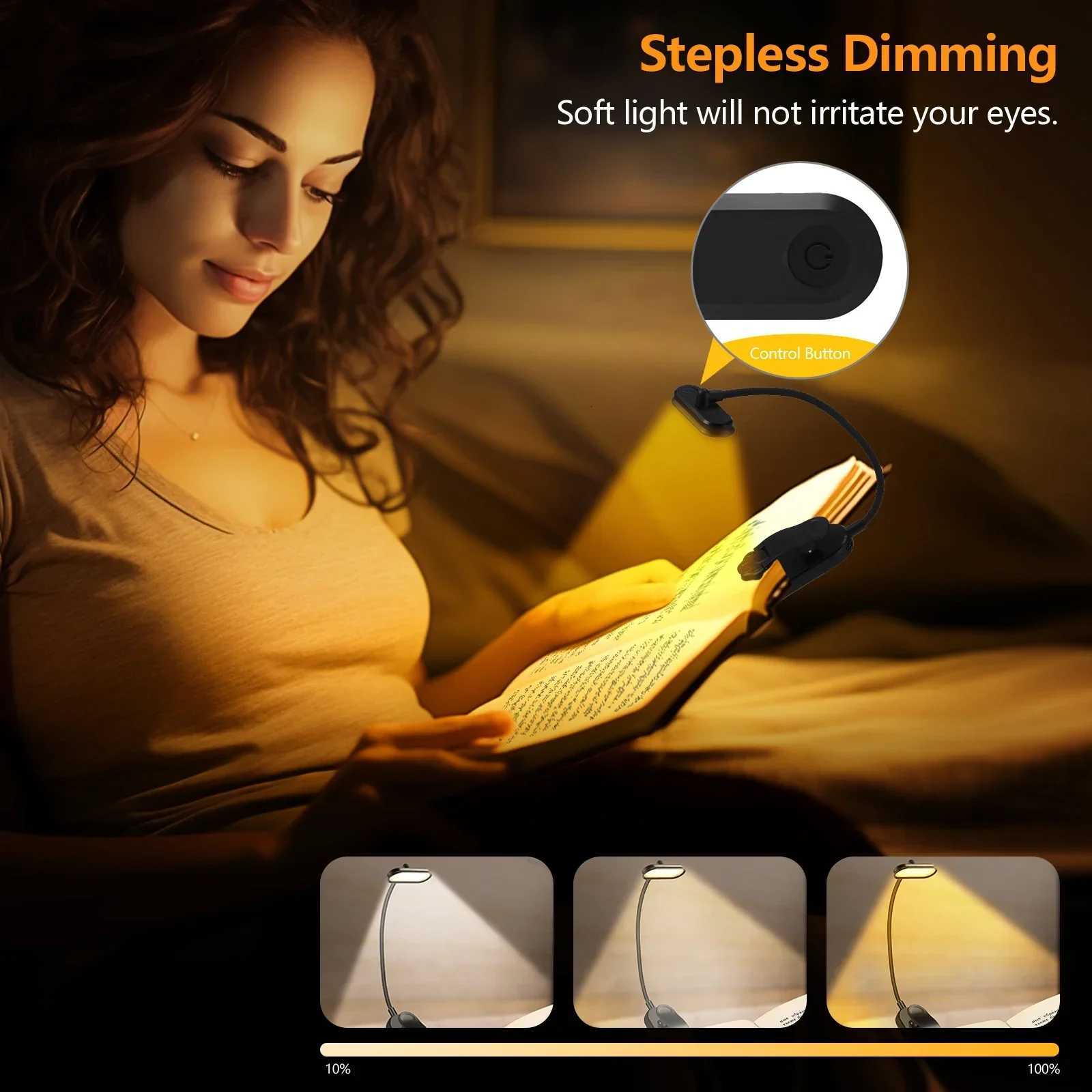 Mini LED Book Light Eye Protection Flexible Reading Lamp Foldable Clip-on Desk Lights Usb Charging For Bedroom Study Lighting M251120