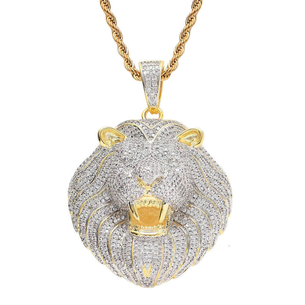 Hip Hop Lion Head Pendant micro set ice out of VVS Moissanite tide logo Exaggerated hip Hop necklace for men Free delivery