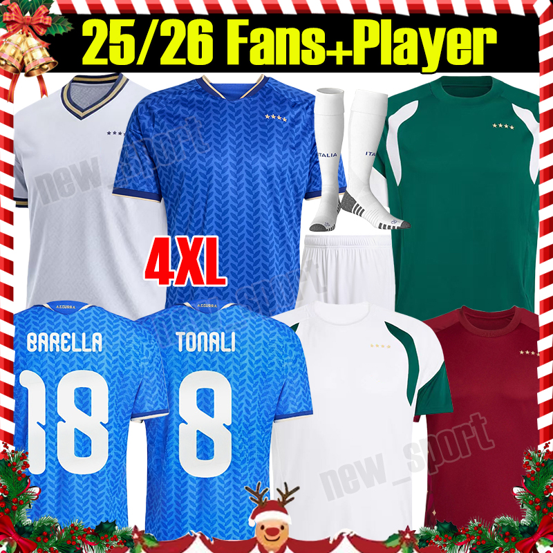 4XL 2026 Italia soccer Jerseys GIRELLI SEVERINI PELLEGRINI National team RETEGU BARELLA FRATTESI Fans Player ItAlyS 25/26 Home Uomini BAMBINI football shirts