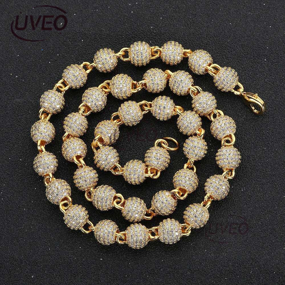 Luxury designer 8mm Hip Hop Beadball Necklace Bracelet Ice Out VVS Moissanite Women Men's Necklace Bracelet with FREE shipping