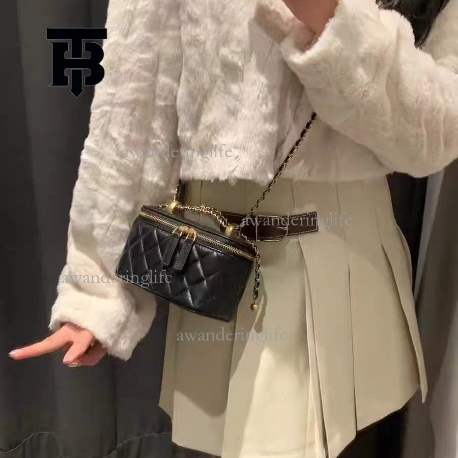TB BHULAMTE Designer Luxury Women's Box Shoulder Bag Mini Sheepskin Golden Ball Chain Makeup Strap Small Square Bag Fashion Simple Handbag Gift A
