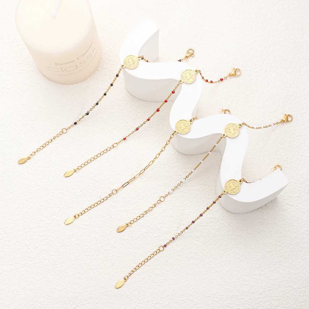 ZMZY Small Catholic Religious Rose Saint Benedict Medal Saint Benito Stainless Steel Bracelet Chain Charm Label Y250420