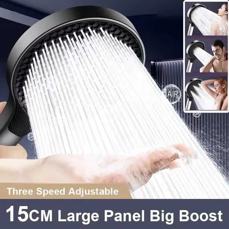 15CM Big Panel Pressurized Large Flow Shower Head 3 Modes Adjustable High Pressure Water Saving One-Key Stop Handheld ShowerheadM251120