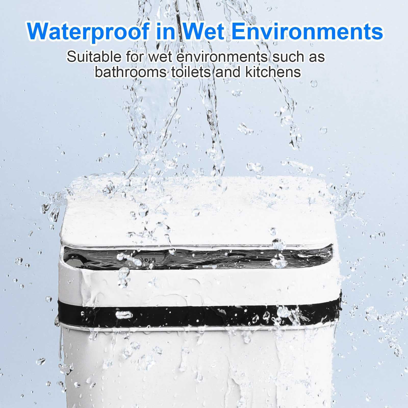 2 Pack 12L Bathroom Automatic Trash Cans Touchless Motion Sensor Slim with Lid for Bathroom Bedroom Living Room Office White C251120