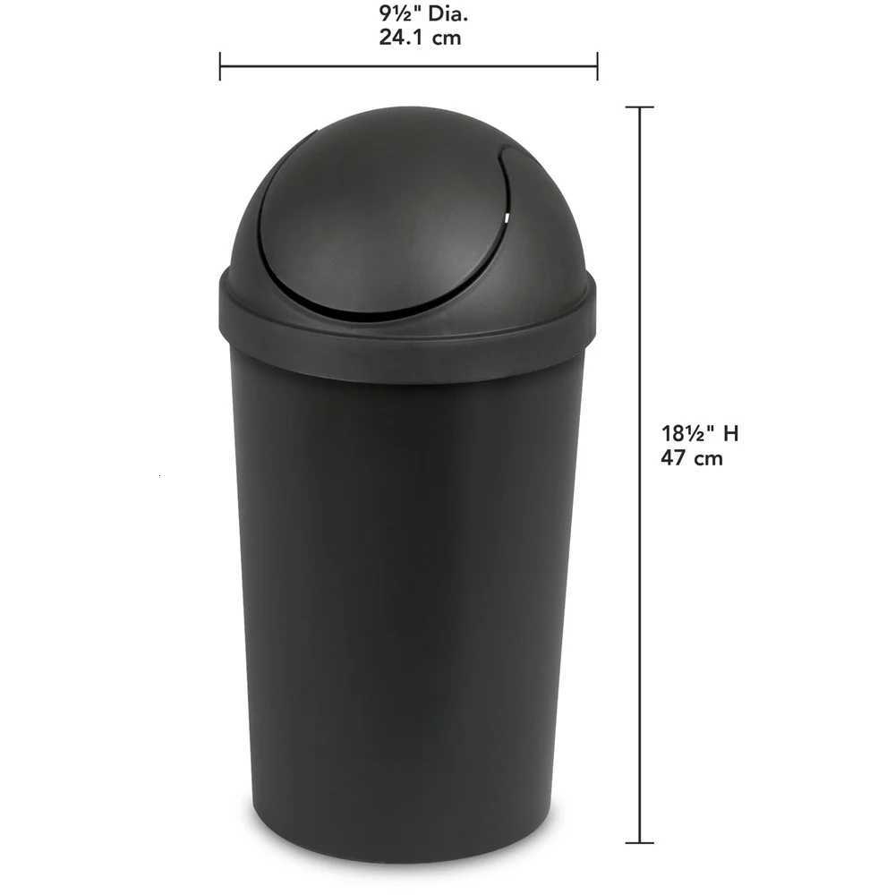 Round Plastic Swing Top Trash Can 3 Gallon Wastebasket Easy Clean Lid Ideal Bathroom Office Indoor Use C251120