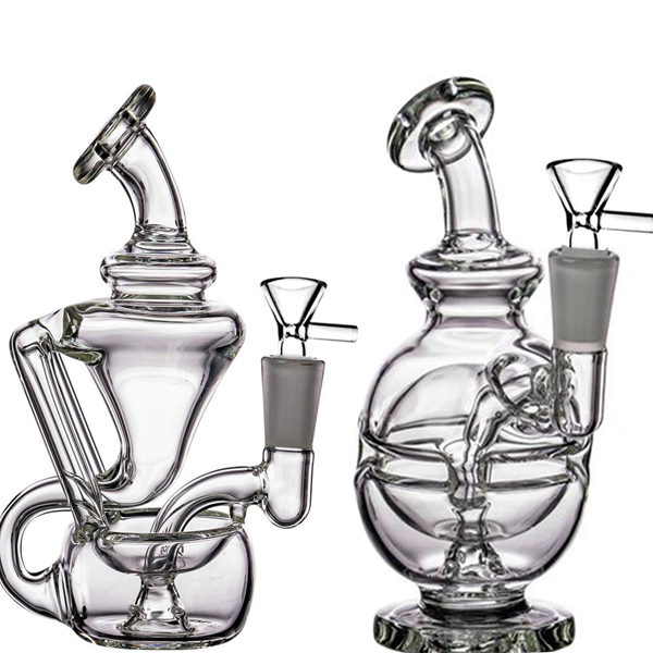 Mini Glass Bong Hookahs Smoking Glass Water Pipes Oil Bubbler Recycler Water Bongs with 10mm Banger