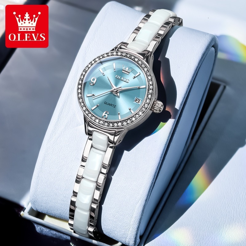 OLEVS Designer Women's Watches Small Dials Fashionable Ceramic Quartz Watches Ceramic Fashion Women's Luxury Watches Free Delivery And Whole