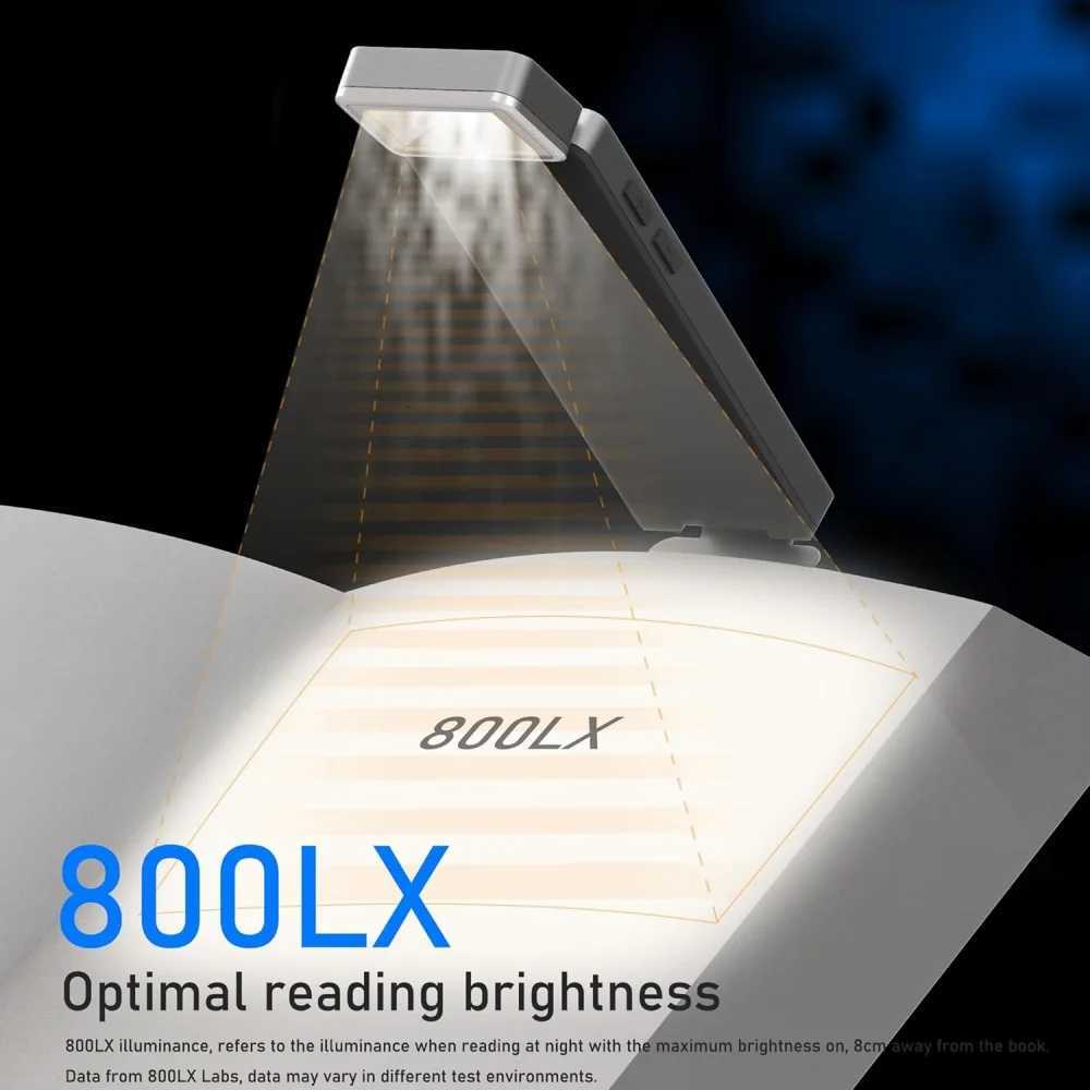 LED Rechargeable Clip-On Book Light 3 Colors 5 Brightness Bed Reading Night Light Eye-Protection Bookmark Lamp Mini Book Lamp M251120