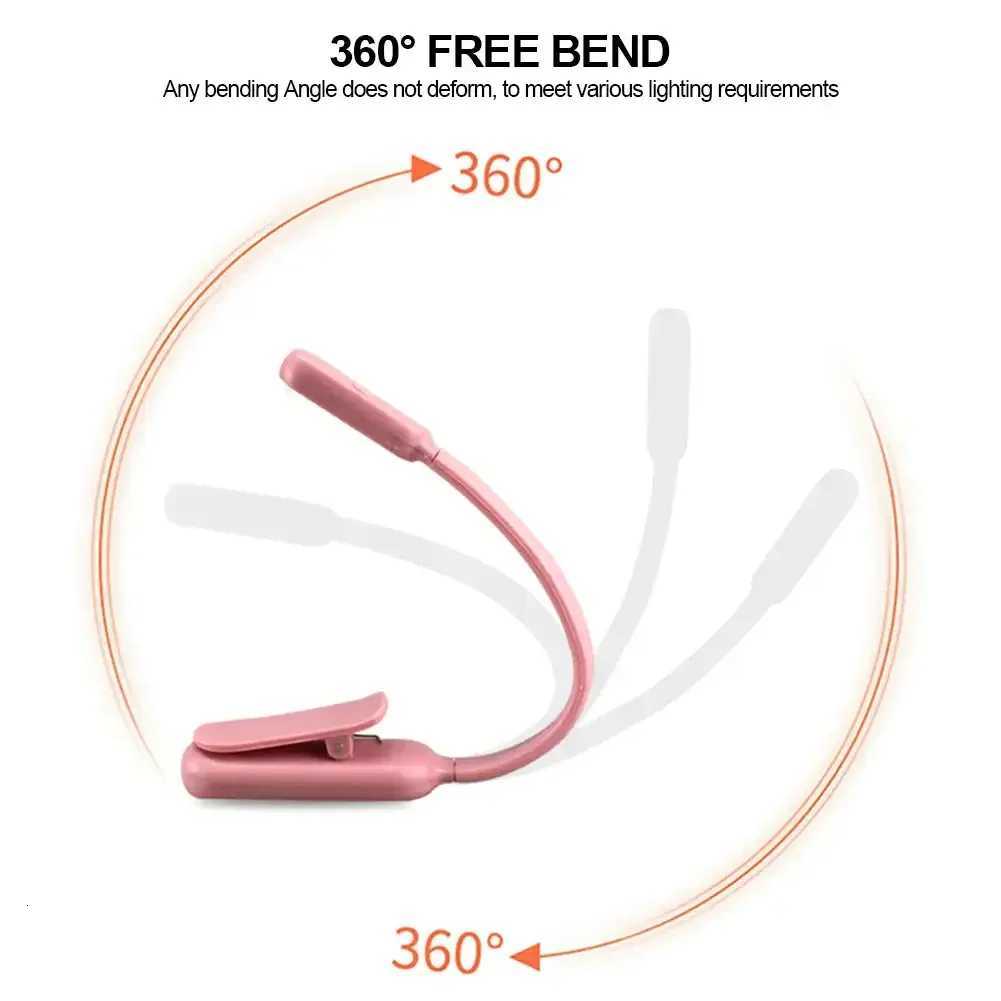 Mini LED Book Night 3 Brightness Adjustable USB Rechargeable Clip-On Study Reading Lamp for Travel Bedroom Dormitory Reading M251120