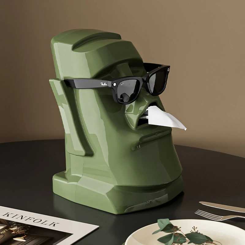 Glasses Earphone Storage Rack Multi-Function Desktop Storage Creative Moai Tissue Box for Bedroom or Office Table Decorative C251120