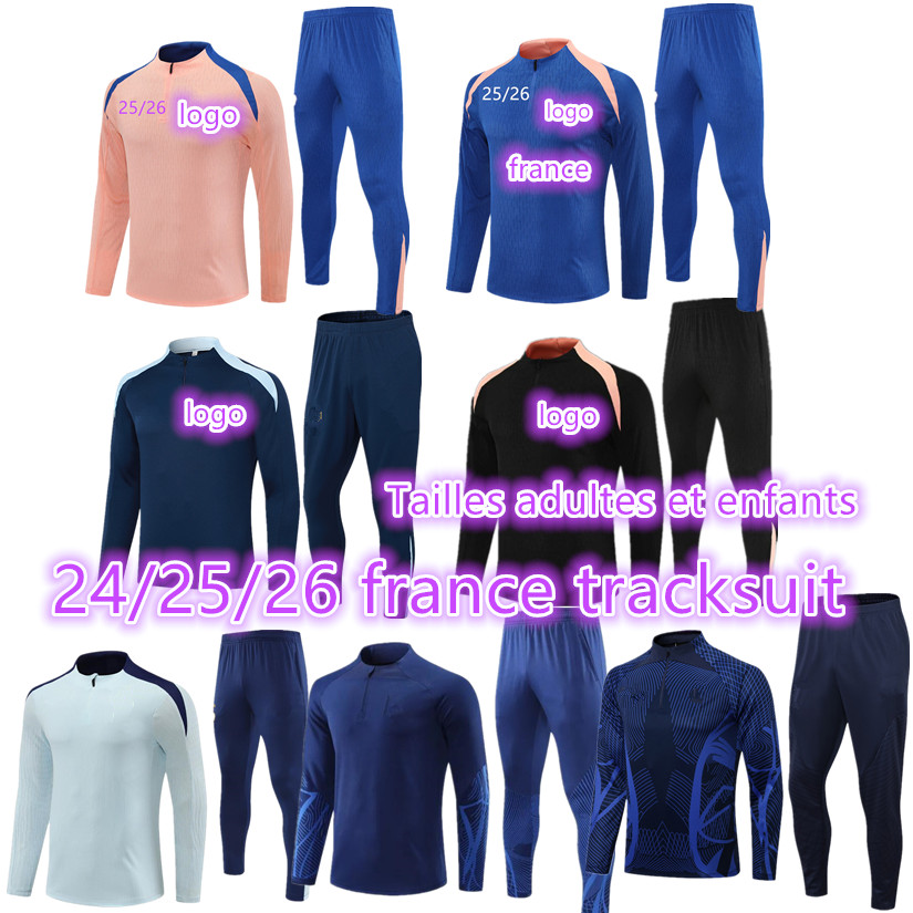 24 25 26 french tracksuit kids kit set EURO cup mbappe survetement football jogging Equipe de 2025 2026 soccer training suit 2026 child boy set long sleeve