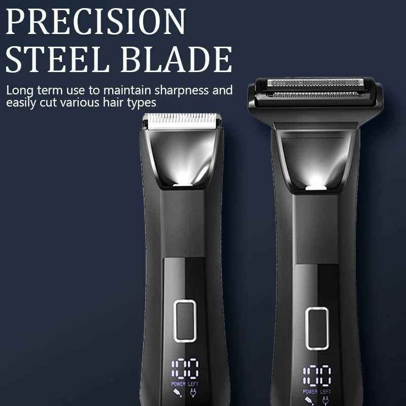 Hair Trimmer Dual-Head Safe Trimmer Foil Blades Waterproof Wet/Dry Groomer USB-C Rechargeable with Travel LockT251120