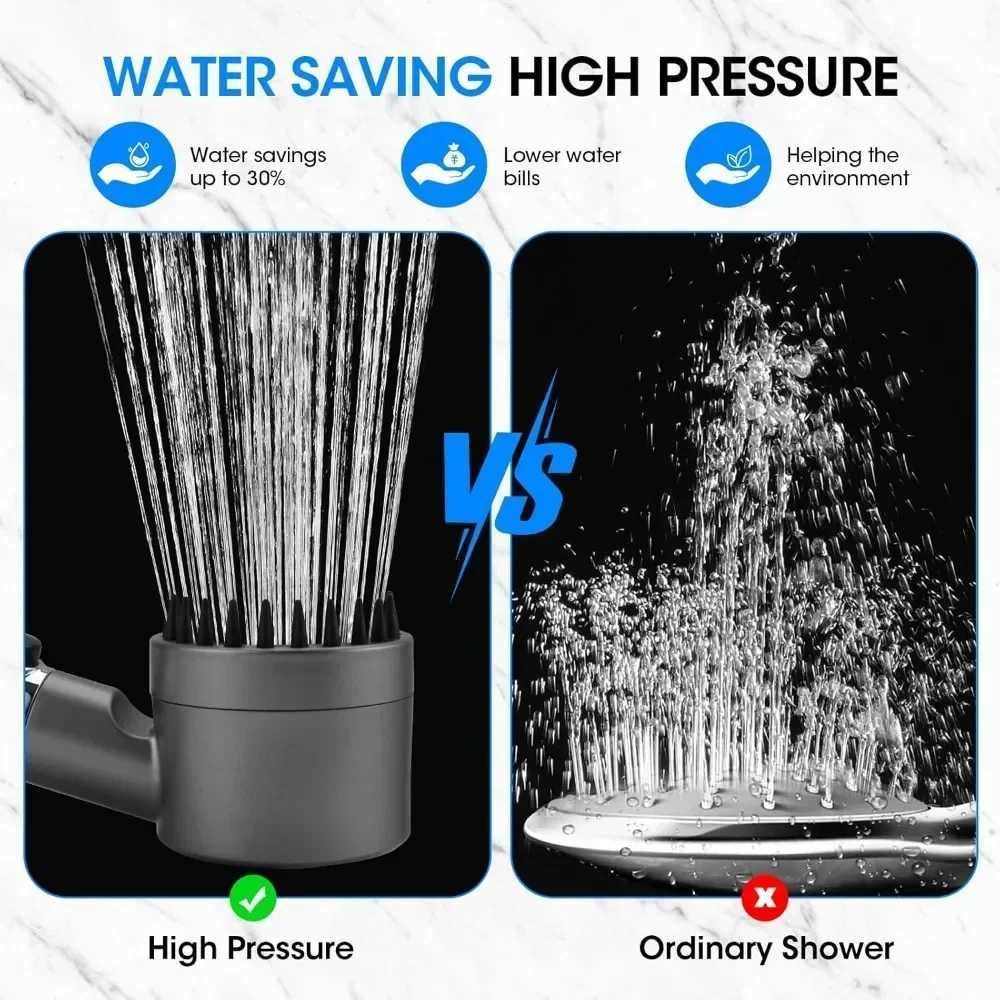 High Pressure Shower Head Raindrop Faucet 3 Mode Adjustable Spray Filtration System with Massage Brush for Spa ExperienceM251120