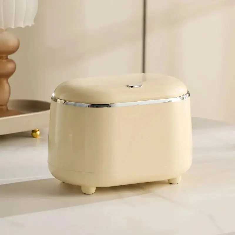 Beishan Mini Desktop Trash Can With Lid Light Luxury Plastic Press Type Trash Can For Bathroom Office Bedroom Living Room C251120