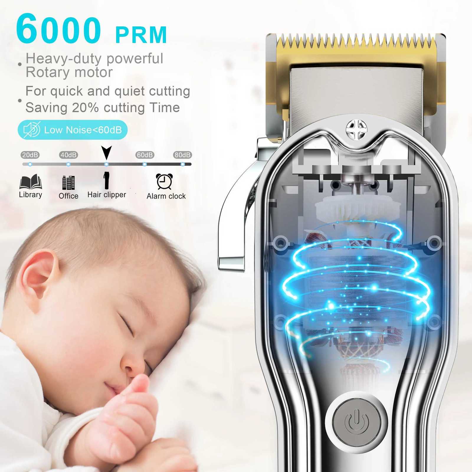 HATTEKER Professional Hair Trimmer Kit Barber Shop Strong Power Beard Clipper USB Rechargeable Waterproof 3 Pieces Suit RFC-696T251120