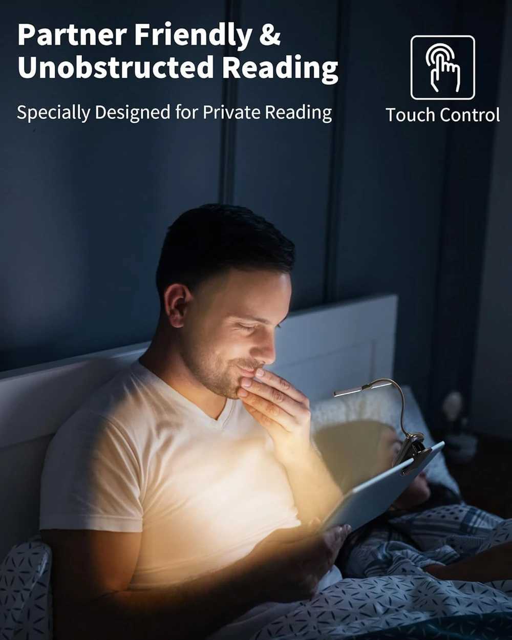 Book Light14 LED Touch Control Reading Light with 3 Colors8 BrightnessRechargeable Book Light for Reading in Bed M251120