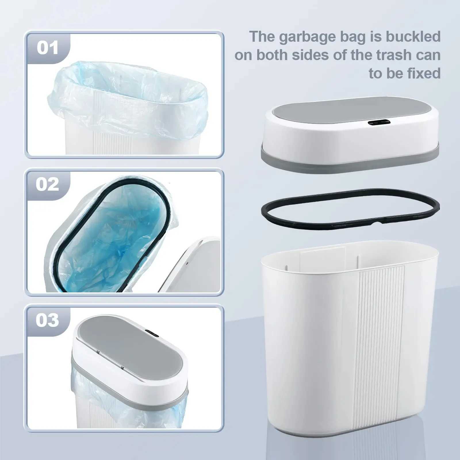 12L Smart Sensor Touchless Automatic Closing Trash Can Battery Powered for Kitchen Bathroom House Office C251120