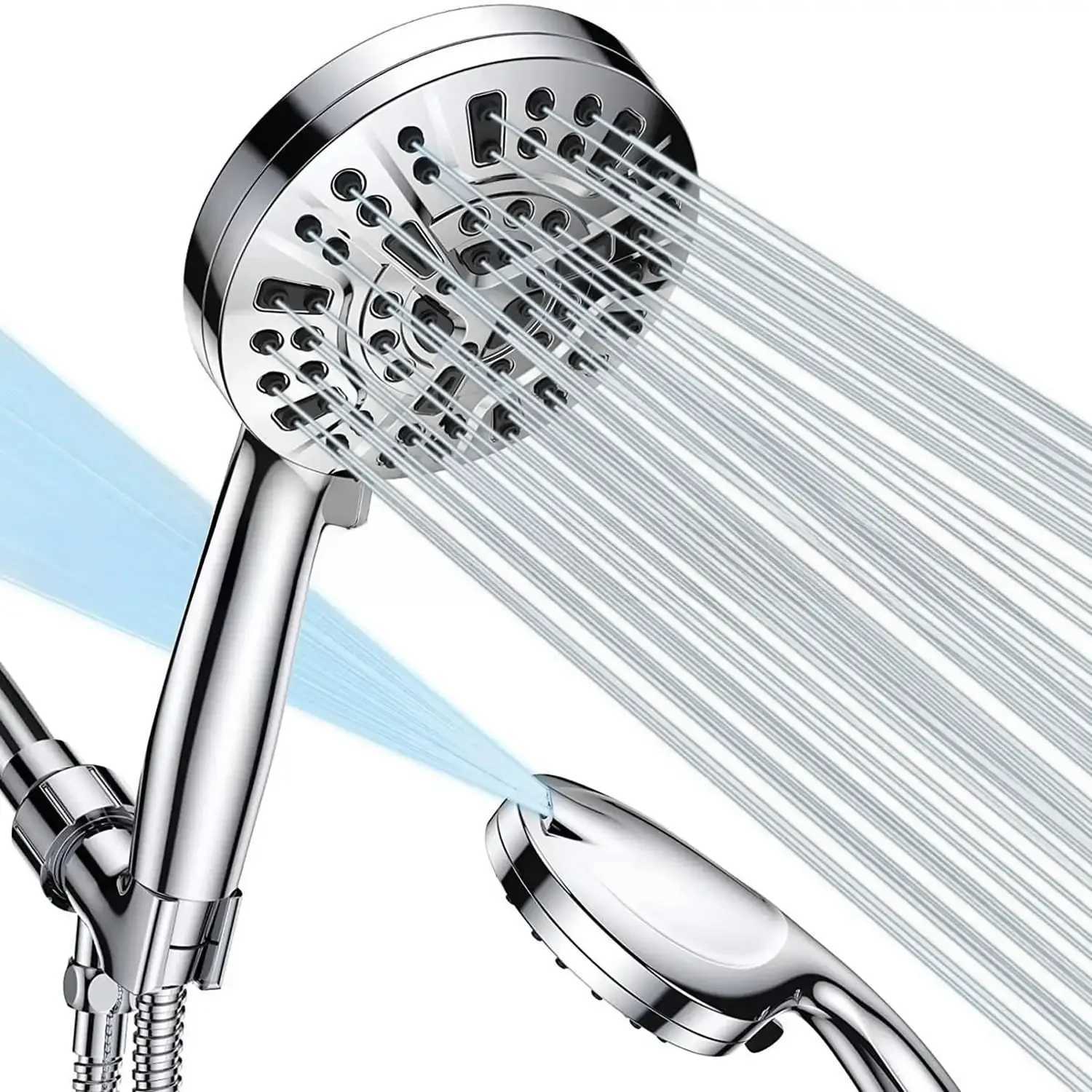 SZRSTH Shower Head with Handheld High Pressure 10 Modes with 59 Stainless Steel Hose Adjustable HolderM251120