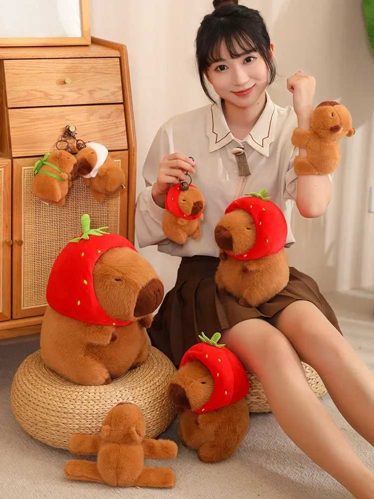 Cute Turtle Backpack Capibara Strawberry Hat Capybara Plush Toy Stuffed Animals Soft Doll Kids Toys Birthday Gift Pendant Decor G251120