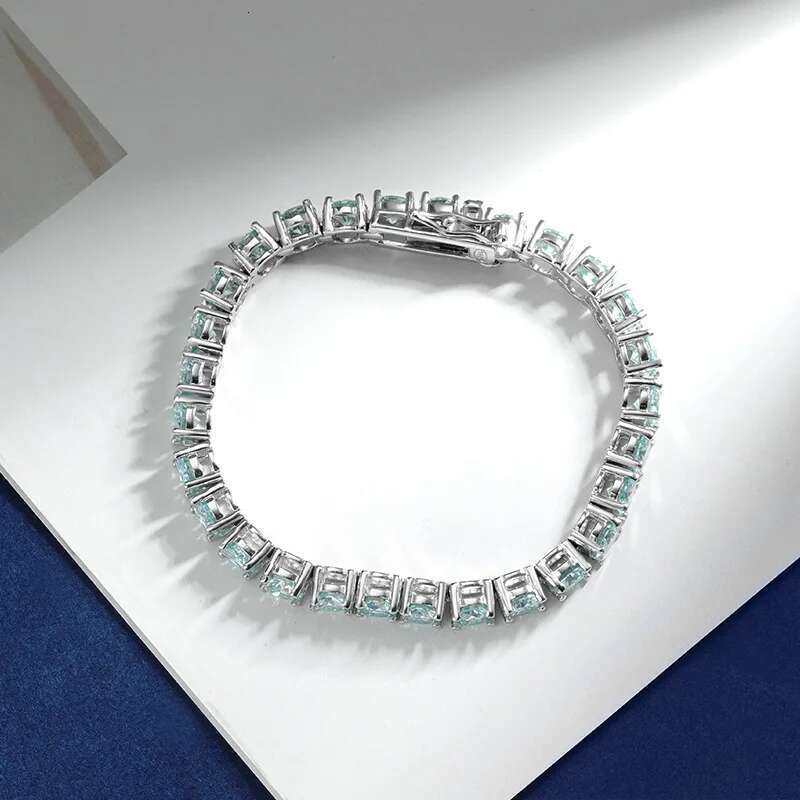 TBCYD 100% Real Blue Moissanite Tennis Bracelet For Women Men GRA Certified Original S Sier Lab Dia Hand Chain Jewelry