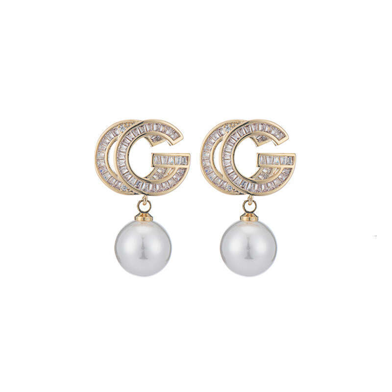 Silver Plated Zircon Letter Pearl Korean Light Luxury High-end designer Earrings Elegant Ear Jewelry Wholesaleluxury