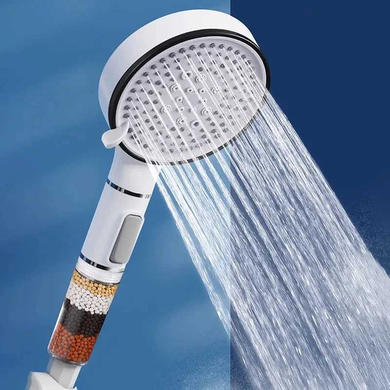 New 5 Modes Shower Head Handheld Powerful Flow with Beads Filter Pressure Boost Water Saving Shower HeadM251120