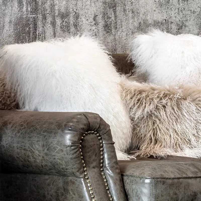Pillow Case Mongolian Lamb Fur Cushion Cover Sofa Cover Home Decoration C251120