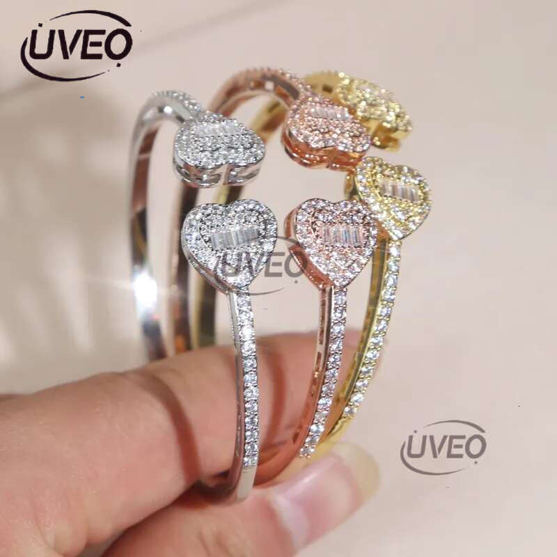 Free Shipping Heart Love Shape Adjustable Bangle Bracelet Women Men Hip Hop Iced Out Bg Cubic Zirconia Couple Jewelry Gift