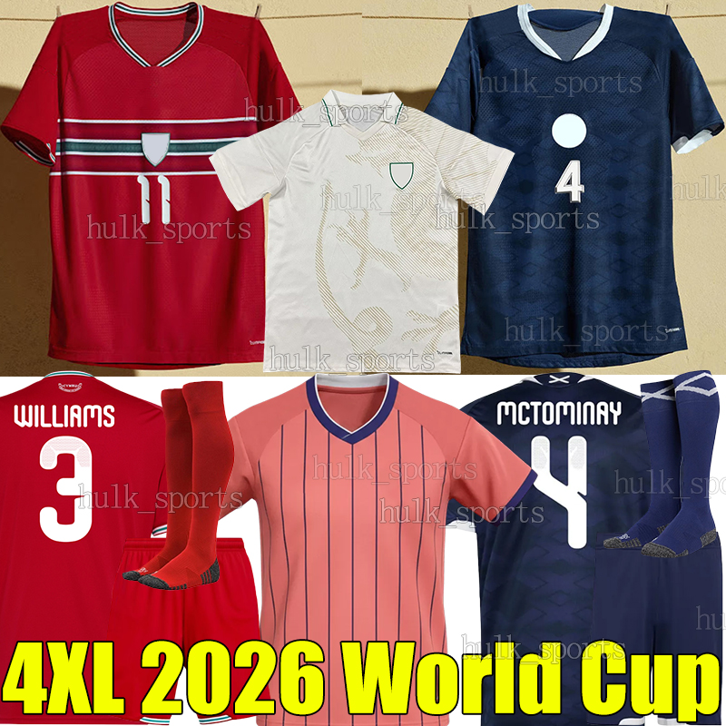 4XL Scotland 2026 World Cup Wales soccer jerseys McTOMINAY WILSON JOHNSON MOORE WILLIAMS CULLEN THOMAS ADAMS BROOKS McGINN men kids kits socks sets football shirts