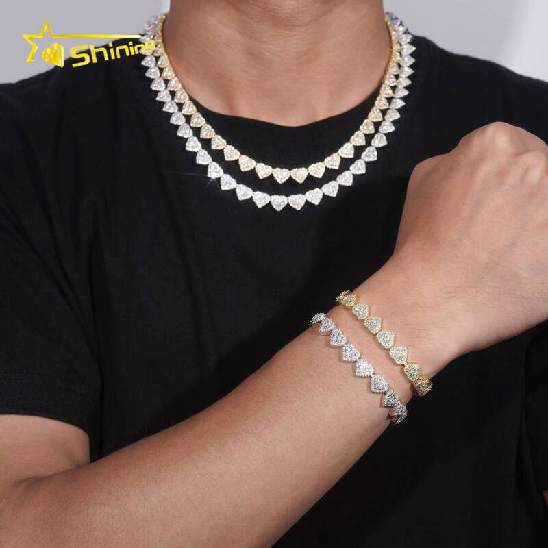 Fast Delivery Design Sterling Sier Pass Dia Tester GRA Certified VVS Silicon Stone Heart Cluster Chain Necklace
