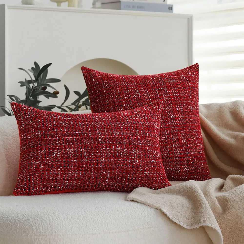 Pillow Case Christmas Red Knitted Throw Cover Without Core Festival Party Decoration Living Room Sofa Decorative Cushion Cover 45x45 C251120