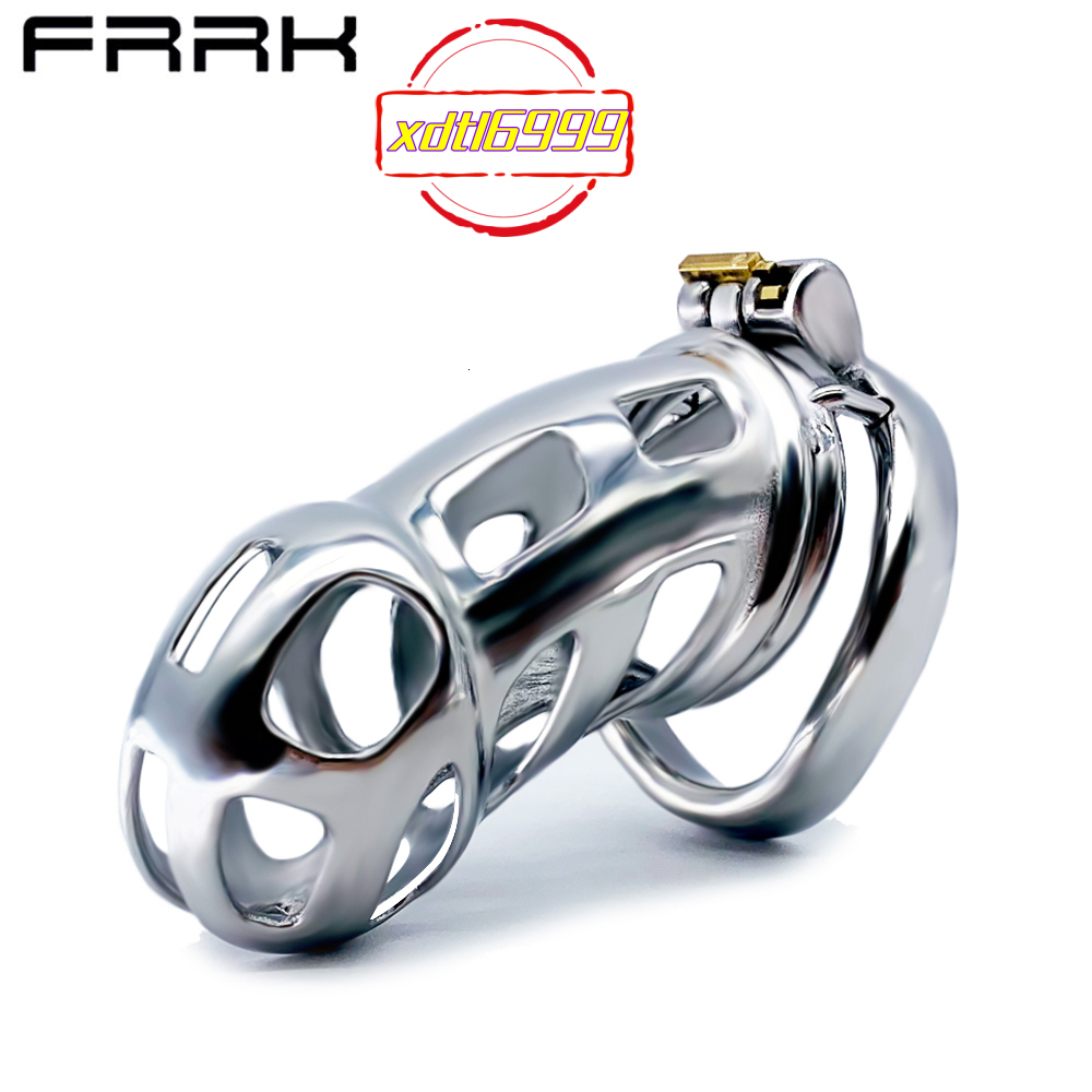 FRRK Penis Lock Male Chastity Device Hole Design Cock Cage for Sissy Gay BDSM Chastity Cage Penis Lock Sex Toys for Men