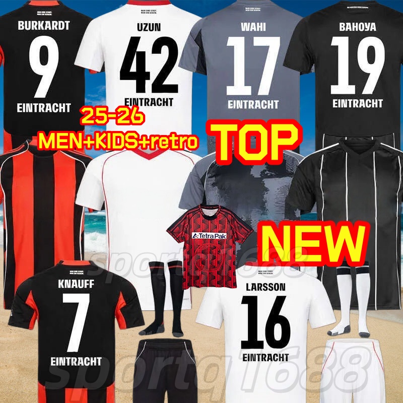 25 26 soccer jersey UZUN 42 KOCH BAHOYA EKITIKE retro Men Kids Kit football jersey 25 26 TRIKOT JAHRE MICHAEL ZETTERER football shirt Eintracht home away anniversary