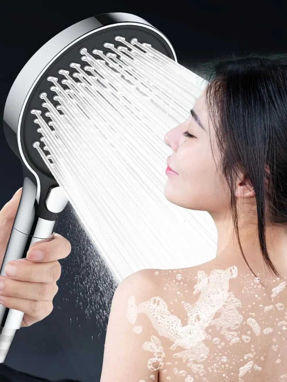 15CM Big Panel High Pressure Large Flow Shower Head Black 3 Modes Water Saving Spray Nozzle Rainfall Shower Bathroom AccessoriesM251120